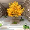 Árvore Ginkgo Artificial, Árvore Falsa Amarela, Folhagem para Janela Interna e Externa, Decoração de Árvore Real, Paisagismo, Ornamento de Árvore dos Desejos para Hotel