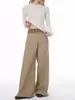 Calça Casual Feminina SEFKSIMPLE com Cós Patchwork e Estampa Xadrez, Design Solto de Perna Larga com Visual Relaxado e Caimento