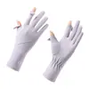Luvas de Protetor Solar Femininas Resistentes a UV Tela Sensível ao Toque Externas para Dirigir Antiderrapantes Protetoras Solares de Verão Leves para Ciclismo Luvas de Seda de Gelo