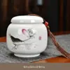 Porcelana Branca Dehua Mini Lata de Chá Cerâmica Pequena Caixa de Embalagem para Chá Lata Portátil Porcelana Jade Gordura de Carneiro Sem