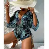 Traje de baño europeo y americano de tres piezas con estampado personalizado para mujer, Moda transfronteriza de Amazon y Aliexpress, Elegante y Sexy