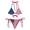 Bikini Y2K Estilo Europeo y Americano Nuevo Estampado Nacional Bloqueo de Color Sexy Traje de Baño Transfronterizo Conjunto de Dos Piezas Playa Venta al por Mayor