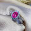 Pitaya Corindo Vermelho Celebridade Online Venda Quente Novo Diamante Completo Simples Elegante Cor Tesouro Anel de Abertura Anel Feminino