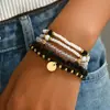 Pulseras de Perlas de Arroz Transfronterizas con Varios Estilos, Perlas de Vidrio CCB, Conjuntos Apilables con Colgante Redondo y Joyería Inspirada en Diseñadores