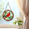 Decoración colgante de vidrio transfronteriza Pájaro Rojo Arte Vidriera Parasol Ventana Colgante de Pared Atrapasoles