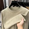 Suéter casual listrado em jacquard masculino, uma nova peça básica de tricô com mangas compridas para o outono