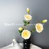 Rosa Artificial de Três Cabeças Rosa Austin Flor Artificial Arranjo de Chão para Casamento Atacado Transfronteiriço Flor de Seda Especial para Casamento