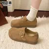Sandálias Birkenstock casuais retrô de couro genuíno com sola grossa para mulheres, novos mocassins slip-on de outono de 2026, mocassins femininos com sola macia