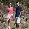 Camiseta deportiva de seda de hielo para hombre, con media cremallera, fresca, de secado rápido, para verano, protección solar al aire libre, cuello alto, manga corta, absorbe la humedad y repele el sudor