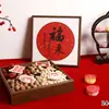 Caja de Frutas Secas para Celebración de Inauguración, Bandeja de Frutas, Decoración para Mudanza, Adornos de Mesa para Casa Nueva, Suministros de Caja de Regalo de Cuatro Compartimentos