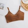 Camisola de algodón puro para niña, dulce y fresca, chaleco, sujetador deportivo con almohadilla en el pecho, top de tubo de una pieza, base sexy ss