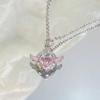 Colar de asas de anjo Love Necklace Varied Sakura Pink Diamond Love Wings Colar Feminino Nicho Diamante Clavícula Corrente