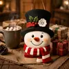 Colgante de puerta de madera de muñeco de nieve navideño, sombrero, bufanda y letrero de madera pintado - Decoraciones festivas para puertas y paredes para la temporada navideña