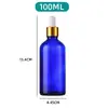 Botella de Aceite Esencial Marrón, Vidrio Transparente 5ml 100ml Botella Gotero, Botella Dispensadora Cosmética, Botella Vacía Marrón, Se Puede Imprimir con Logo
