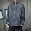 Nuevo traje Tang estilo chino con cuello abotonado, prenda exterior talla grande, colección primavera/otoño 2026, chaqueta de cuero casual holgada para hombre