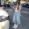 Pantalones retro americanos de cintura alta, holgados, de pierna ancha, 26, versátiles para primavera y verano, jeans cropped rectos adelgazantes para mujer, disponible para dropshipping