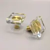 Vidrio de Cristal Manija de Latón Cuadrada Manija de Puerta de Gabinete Cajón Armario Gabinete Manija de Cristal Minimalista Moderna con Base de Latón