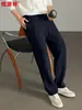 Calça casual masculina Hengyuanxiang, nova coleção outono 2026, design leve e luxuoso, calça esportiva de malha masculina, moda masculina