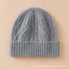 Novo Chapéu de Inverno e Outono 100% Caxemira Cor Sólida Peça Única Moldado Versátil Gorro Cor Sólida Jacquard Unissex Chapéu de Caxemira