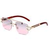 Nuevas gafas de sol 2023 con cabeza de leopardo y veta de madera para mujer y hombre, con doble puente y adornos, gafas de sol protectoras solares explosivas transfronterizas