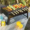 Parrilla de Barbacoa al Aire Libre Estufa de Barbacoa de Carbón Portátil para el Hogar Caja de Barbacoa Espesa Set Completo de Herramientas para 3 a 6 Personas