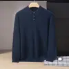 Camisa polo de cashmere de luxo leve para homens, cor sólida, business casual, corte solto, quente, com gola, segunda pele tricotada
