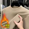 Popular Suéter de Lana Gruesa con Forro de Lana para Hombre, Nuevo Invierno, Cuello Semi Alto, Camiseta Térmica de Base Cálida para Hombre