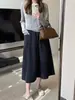 Falda de Longitud Media Estilo Ropa de Trabajo para Mujer, Nuevo Estilo Primavera Temprana, Estilo Perezoso, Versión Coreana, Tiro Alto, Adelgazante, Falda Casual de Línea A de Longitud Media