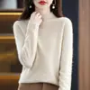 Suéter de Cachemira para Mujer Otoño e Invierno, Suéter Holgado de Cuello Medio Alto de Cachemira, Suéter Base de Lana Versátil, Engrosado