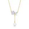 Colar Flor Borla Pérola Colar Novo Luxo Leve Design de Nicho Simples Versátil Corrente de Pescoço Corrente da Clavícula Feminino Verão