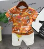 Verano 2019 Nuevo Camiseta de Dibujos Animados Estilo Coreano Versátil para Niños C13133 Pantalones C12135