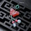 Pingente de Vidro Estilo Chinês Imitação de Jade Borboleta Vagem de Lótus Pequeno Charme Acessório DIY Feito à Mão Pulseira Broche Hanfu Qipao