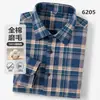 100% AlgodónOtoño Nuevo Algodón Puro Cepillado Cuadros Camisa de Manga Larga para Hombre, Casual, Resistente a las Arrugas, Versátil, Camisa Exterior