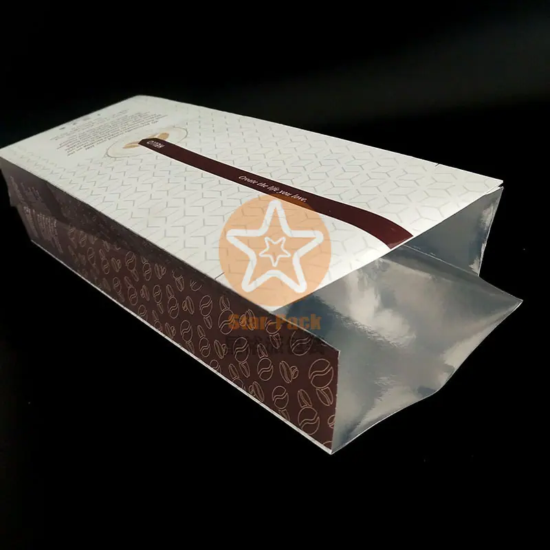 自封咖啡袋白牛皮纸复合镀铝中封风琴袋
