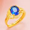 Anillo de cristal de circón coloreado con microincrustaciones transfronterizas, anillo de dedo abierto para mujer con baño de cobre en oro de 24 quilates, estilo europeo y americano, arena de Vietnam