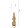 Punzón de doble calabaza, punzón con mango de madera hecho a mano, punzón de punta recta y curva con agujero central, punzón para reparación de zapatos, punzón para perforar cuero