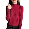 Suéter de Tricô Lantejoula Gola Alta Meia-Boca Novo Outono/Inverno 2026 para Mulheres, Camada Interna Quente Casual de Manga Longa, Top Cinza Tendência