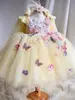 Vestido para Niña con Flores Bordadas, Estilo Europeo y Americano Vestido de Princesa con Lazo, Diseño de Espalda Descubierta, Vestido para el Primer Cumpleaños de Bebé, Vestido Tutú para Dama de Honor