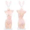 Pijama de uniforme de coelhinha doce, pijama sexy com laço vazado, roupa íntima feminina