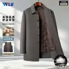 Casaco de lã masculino com lã de alpaca, colete de plumas removível, casaco de lã business para meia-idade
