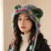Bonito y Original Gorro de Punto Trenzado en las Orejas para Mujer, Cálido Gorro de Orejeras Estilo Rana para Otoño e Invierno, Gorro Engrosado para Protección de Orejas