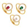 Anillo de lujo con líneas geométricas de estilo europeo y americano, apertura ajustable, acero de titanio, chapado en oro, con incrustaciones de circonio a mano.