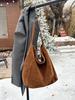 Bolsa de Hombro de Cuero de Vaca Esmaltado para Otoño e Invierno, Gran Capacidad, Estilo Minimalista Relajado, Bolsa General, Bolso de Hombro de Gamuza, Bolso Cubo