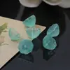 Pendente de Lótus de Vidro Imitando Jade, Miçangas Soltas com Centro de Flor de Lótus Oca, Pulseira Estilo Antigo DIY, Acessórios para Penteado, Brincos Venda por Atacado