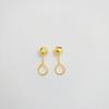 Aretes de Gancho Curvo de Oro Arena Vietnamita Láser para Mujer, Aretes de Temperamento Modernos y Simples, Aretes de Frijol Brillantes al por Mayor