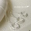 Collar Colgante Cuadrado Texturizado Ou Ni Han de Plata de Ley S925 para Mujer Diseño de Nicho Cadena para Clavícula de Alto Sentido Coreano