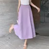 Falda de Traje Negra de Longitud Media, Holgada, Adelgazante y de Cintura Alta para Mujer, Ropa de Mujer para Primavera y Verano, Falda Versátil de Corte A para el Trabajo y Uso Profesional