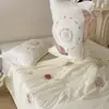 Lindo Estilo Femenino Algodón 100% Arrugado Doble Capa Gasa Colcha de Verano Juego de Cuatro Piezas, Lavable a Máquina Colcha para Aire Acondicionado, Colcha Fina de Verano