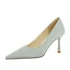 2631 Zapatos de Tacón Alto Sexy Estilo Europeo para Mujer Textura de Alta Calidad Punta Aguda Simple Zapatos de Mujer Sin Cordones Boca Baja Tacón Fino Zapatos de Salón para Mujer