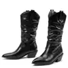Botas altas de punta para otoño e invierno, botas de mujer de color liso versátiles de talla grande, botas de moda de tacón alto sin cordones, zapatos ligeros de comercio exterior